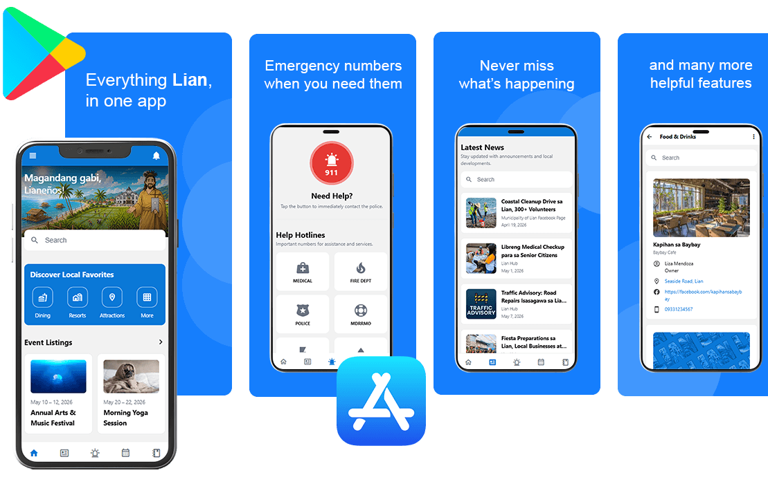 Lian Hub App Features - App for Residents of Lian, Batangas